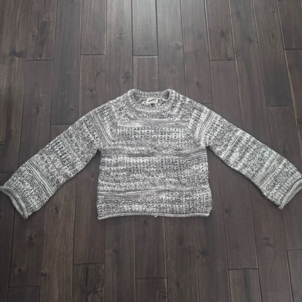 Universal Thread Gray & White Chunky Knit Crewneck Winter Sweater S